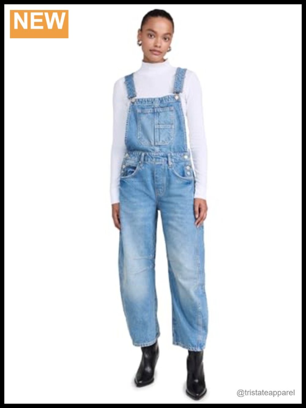Free People Good Luck Denim Overalls Adjustable Buckle Bib Pocket